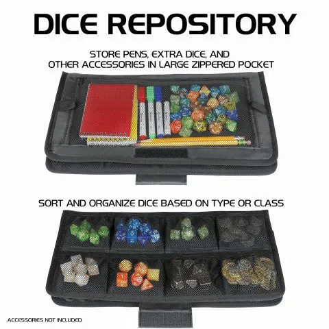 ENHANCE RPG Community Dice Organizer Case & XL Rolling Tray