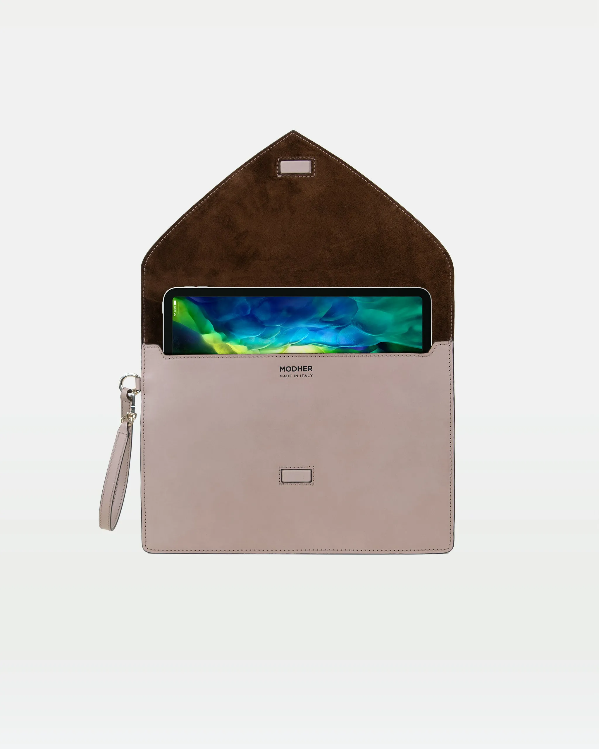 Envelope Clutch in Vegetable tanned calfskin and Suede Leather