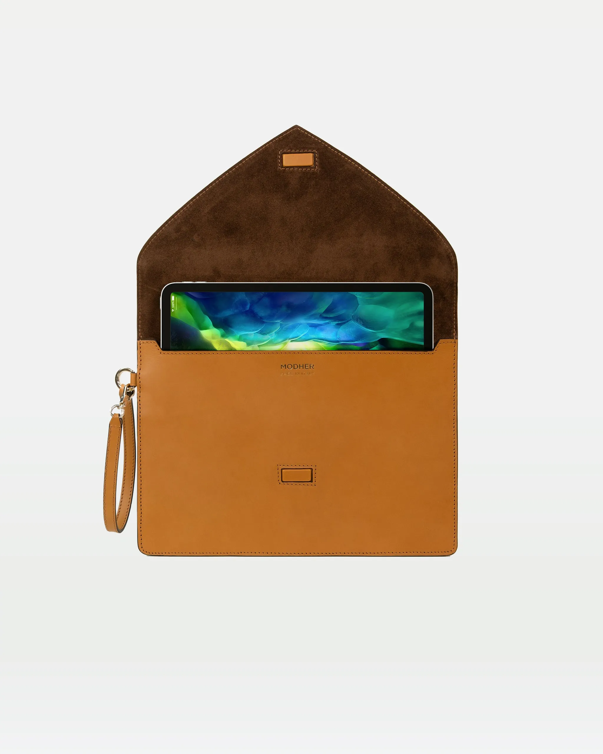 Envelope Clutch in Vegetable tanned calfskin and Suede Leather