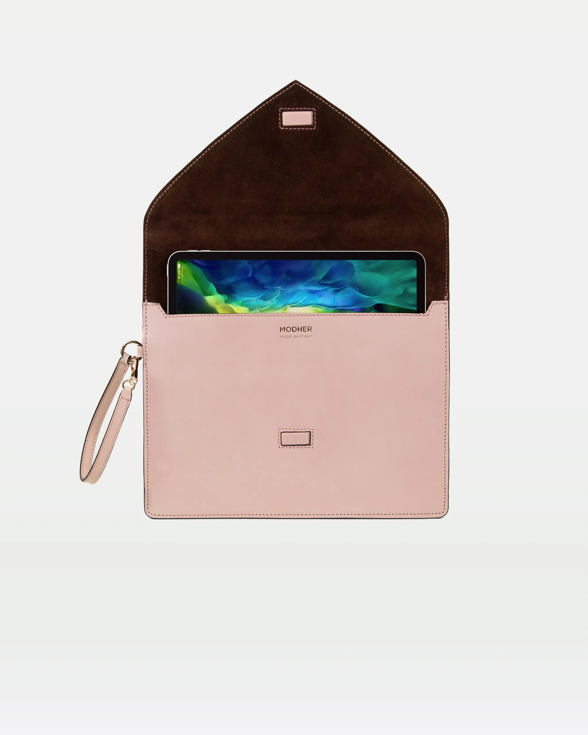Envelope Clutch in Vegetable tanned calfskin and Suede Leather