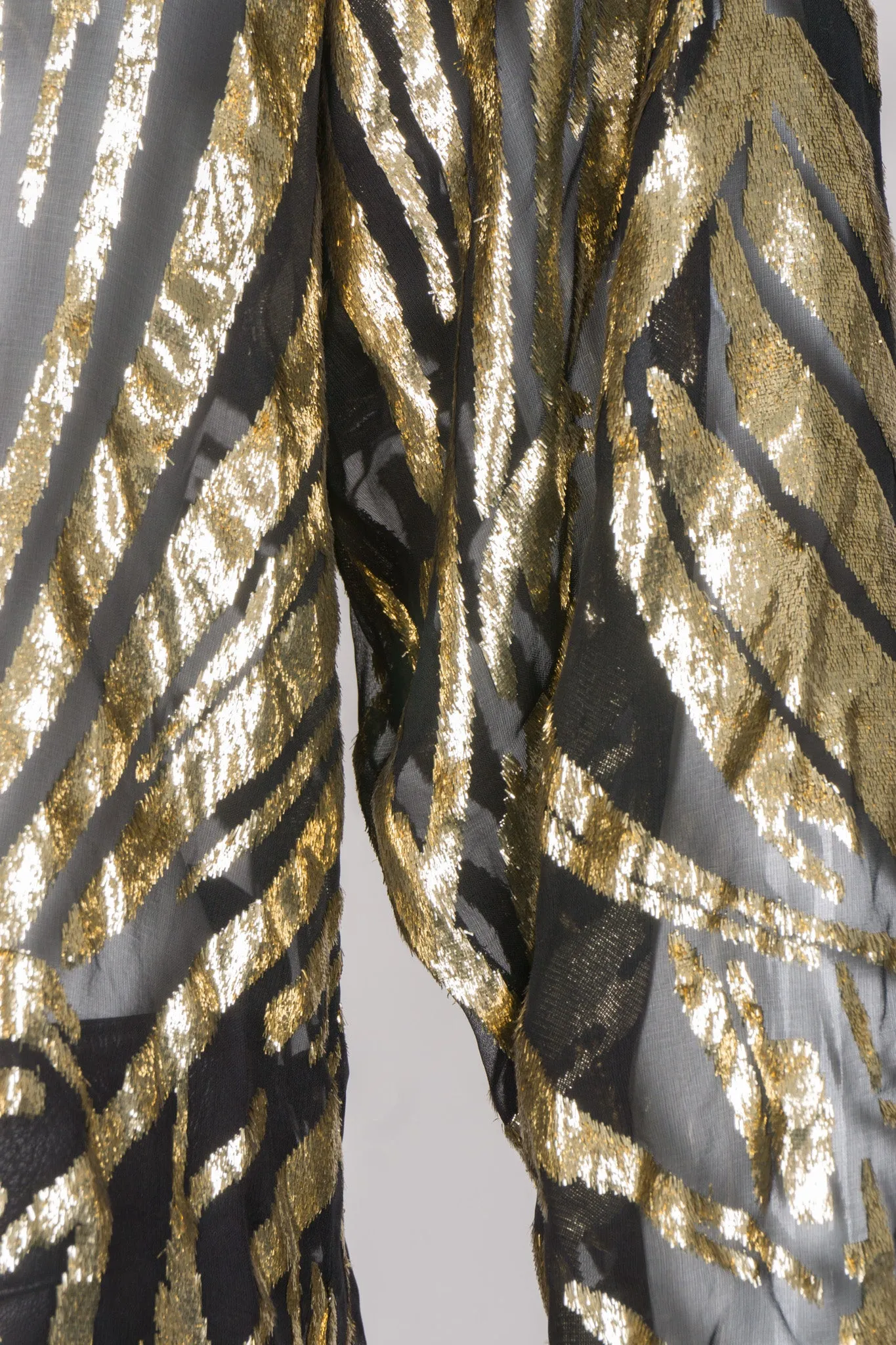 Gold Palm Leaf Silk Burnout Top