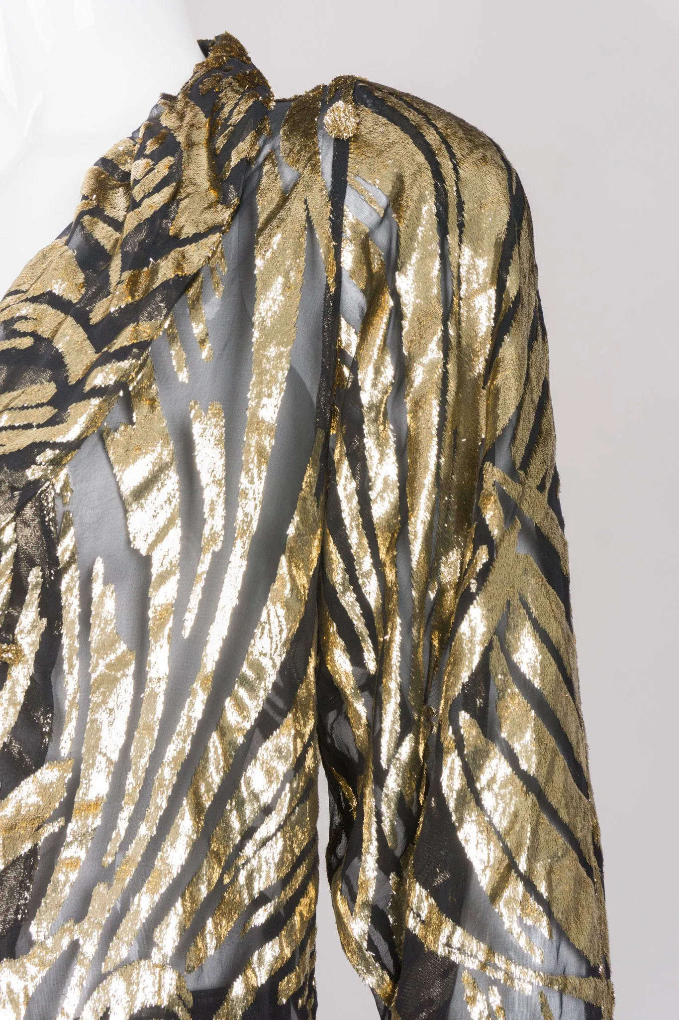 Gold Palm Leaf Silk Burnout Top