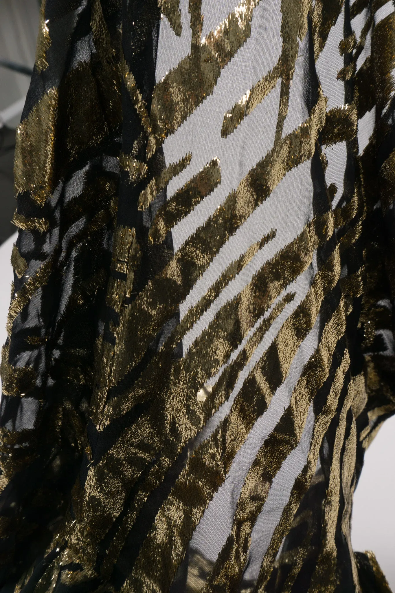 Gold Palm Leaf Silk Burnout Top