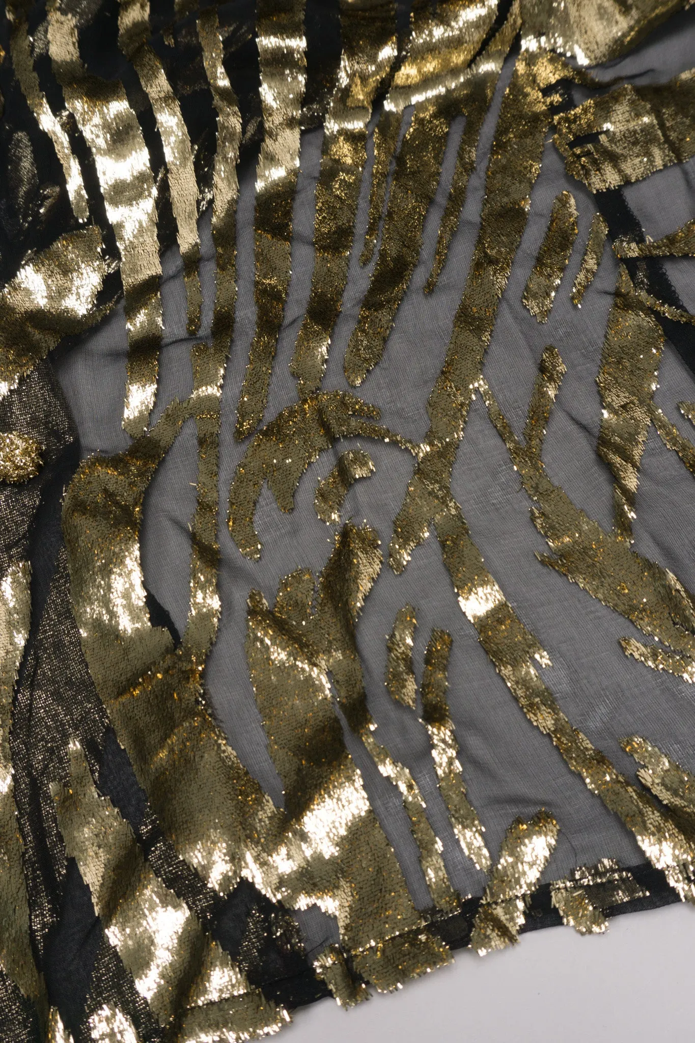 Gold Palm Leaf Silk Burnout Top