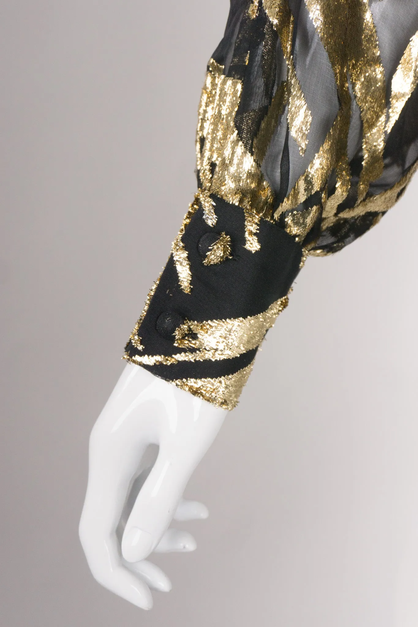 Gold Palm Leaf Silk Burnout Top