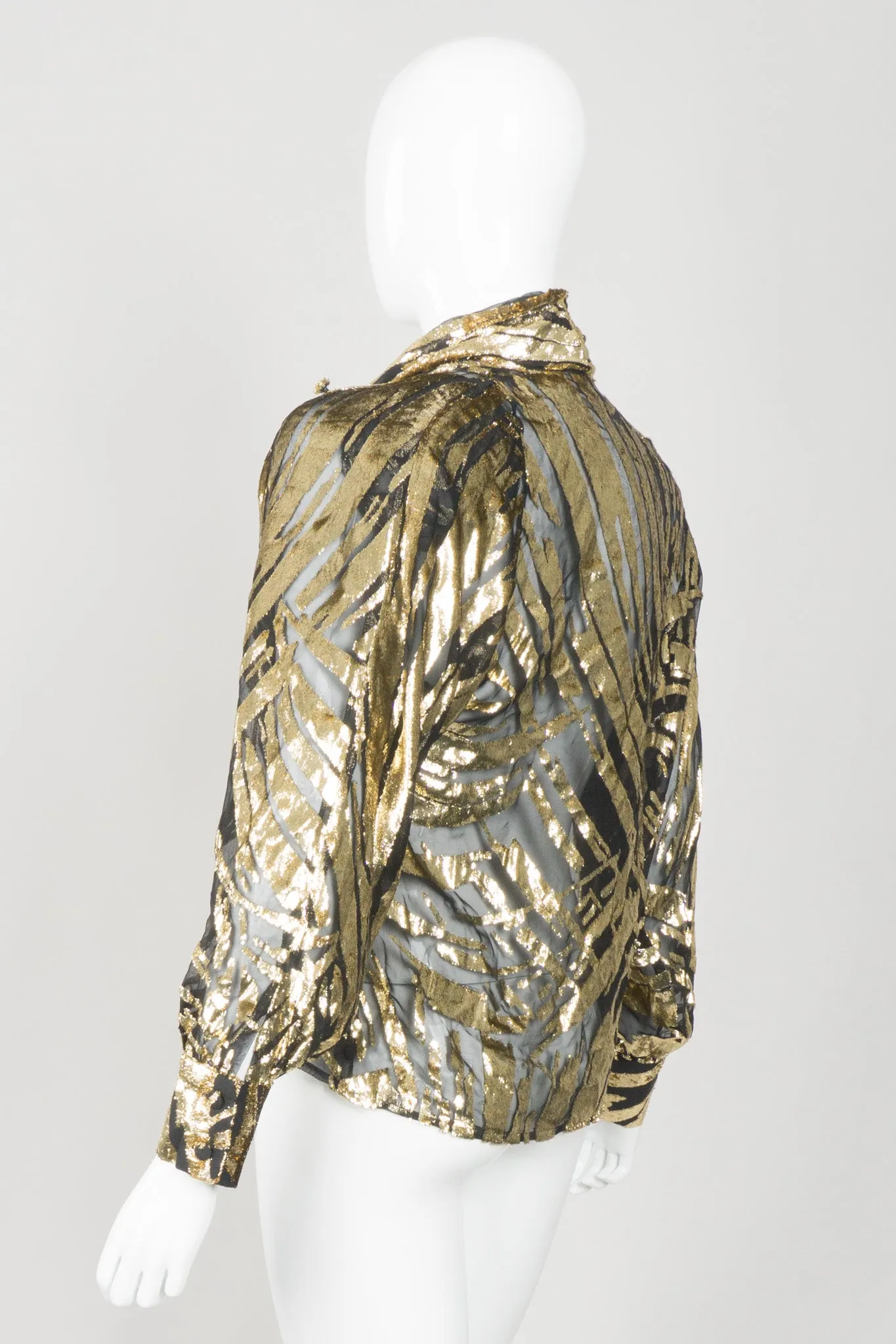 Gold Palm Leaf Silk Burnout Top