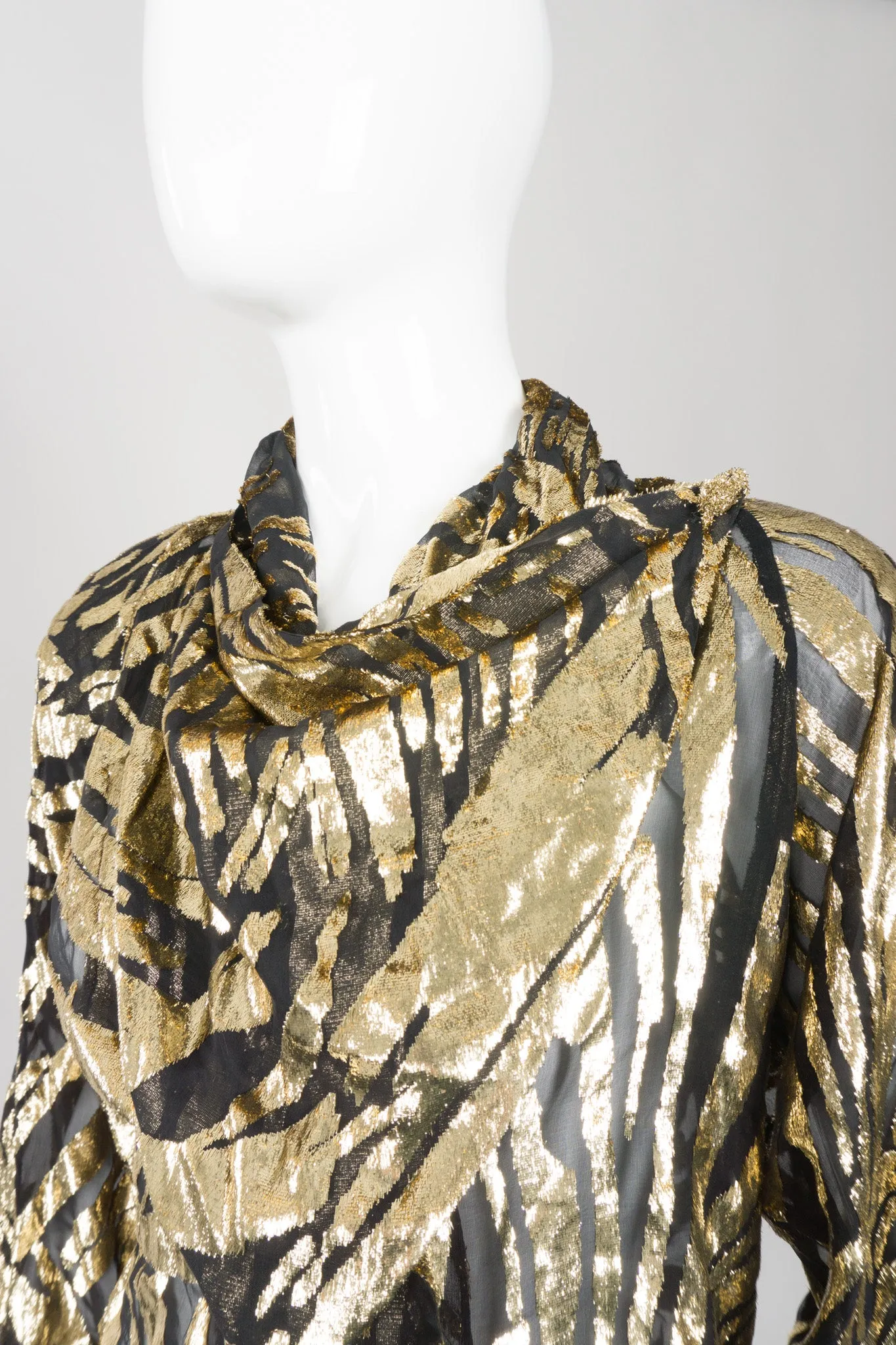 Gold Palm Leaf Silk Burnout Top