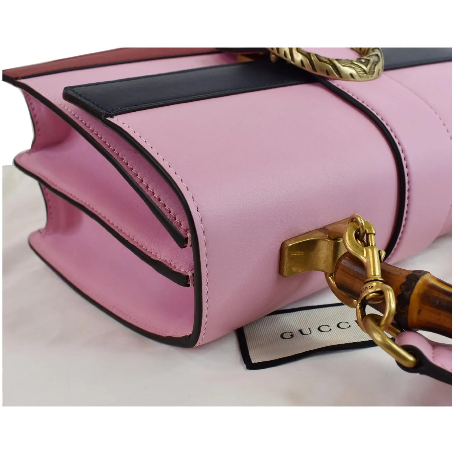 GUCCI Dionysus Medium Leather Top Handle Shoulder Bag Pink 448075