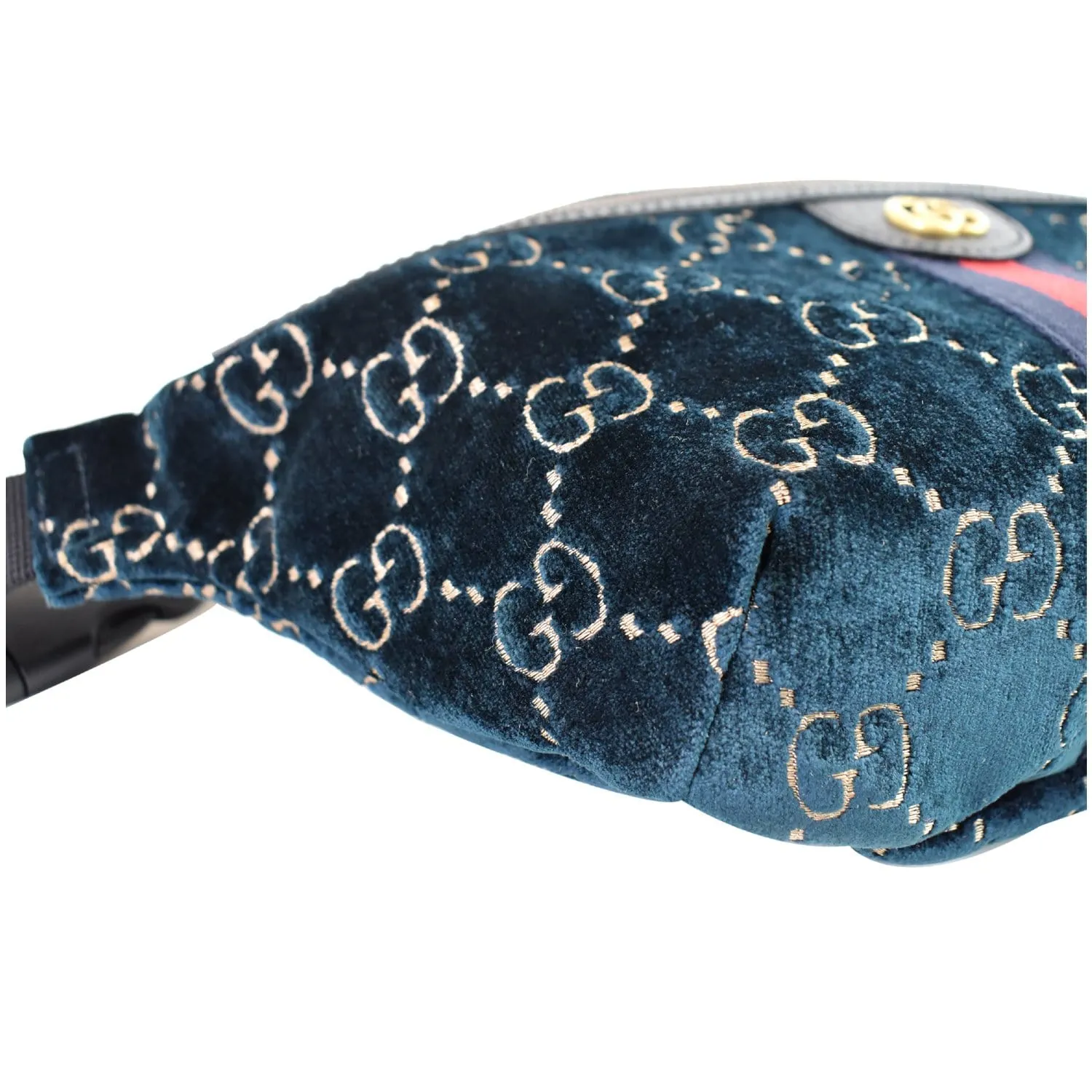 GUCCI GG Monogram Velvet Belt Leather Bumbag Dark Blue 574968