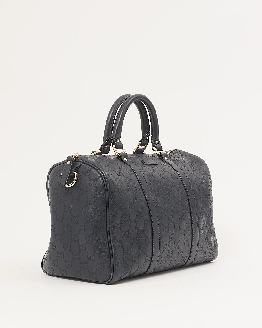 Gucci Navy GG Leather Boston Top Handle Bag