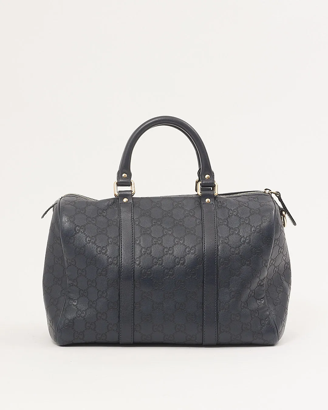 Gucci Navy GG Leather Boston Top Handle Bag
