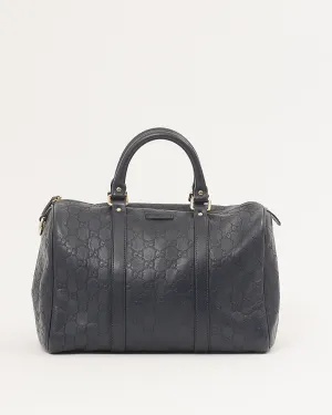 Gucci Navy GG Leather Boston Top Handle Bag