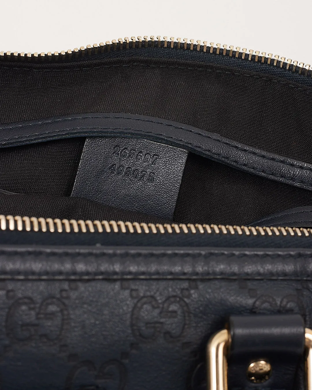 Gucci Navy GG Leather Boston Top Handle Bag