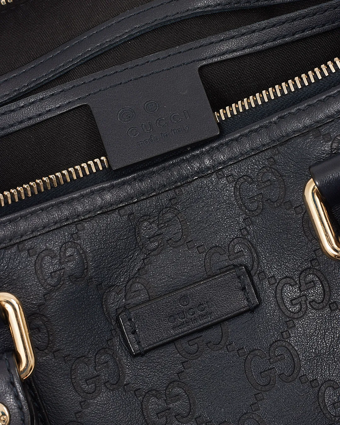 Gucci Navy GG Leather Boston Top Handle Bag