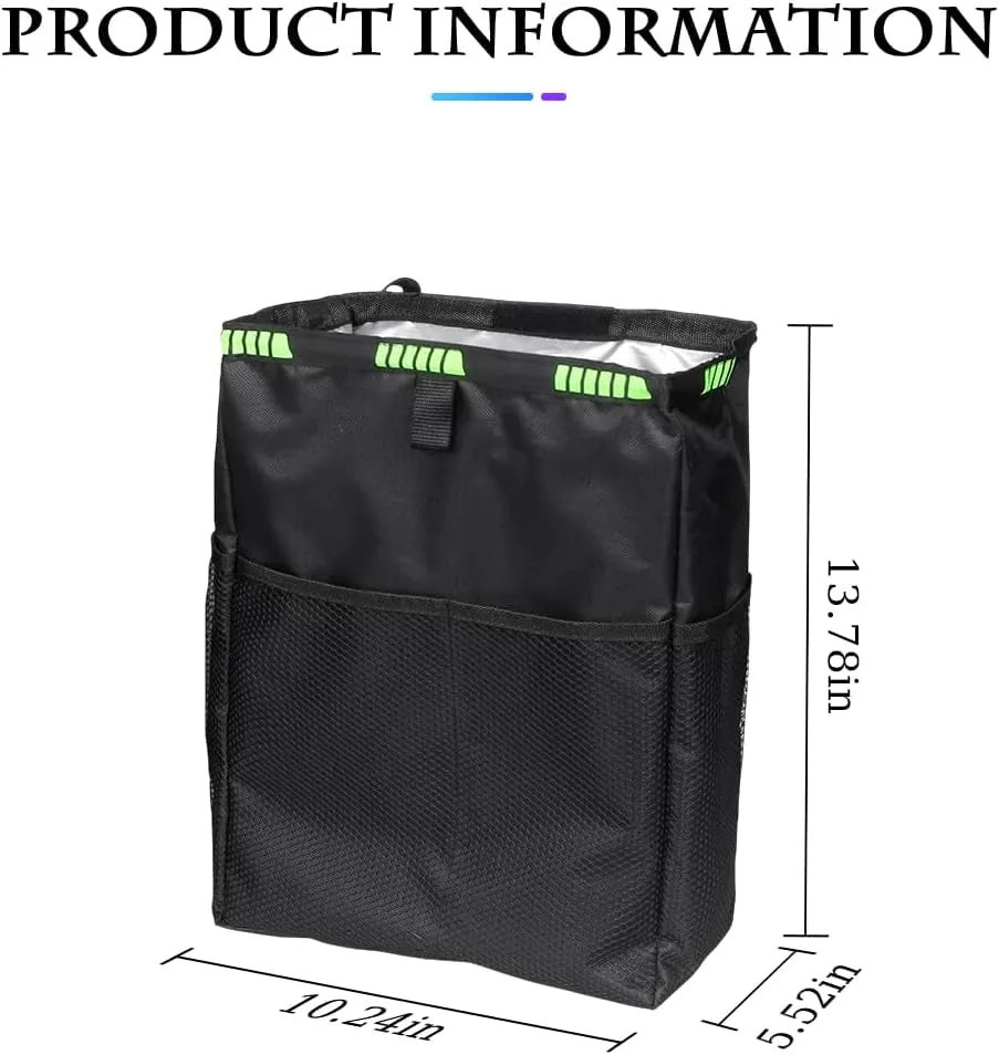 Hanging Car Trash Can with Storage Pockets, Waterproof Leakproof Oxford Auto Garbage Bag, Vehicle Multi-Use Organizer for Outdoor Traveling, Foldable Trash Bin Universal for Truck, SUV, Home