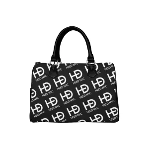 HEED NYC Classic Black & White Monogram Logo Boston Bag