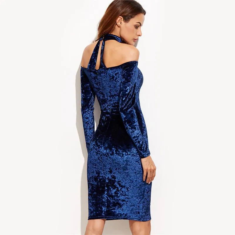 Julia Long Sleeve Velvet Choker Dress