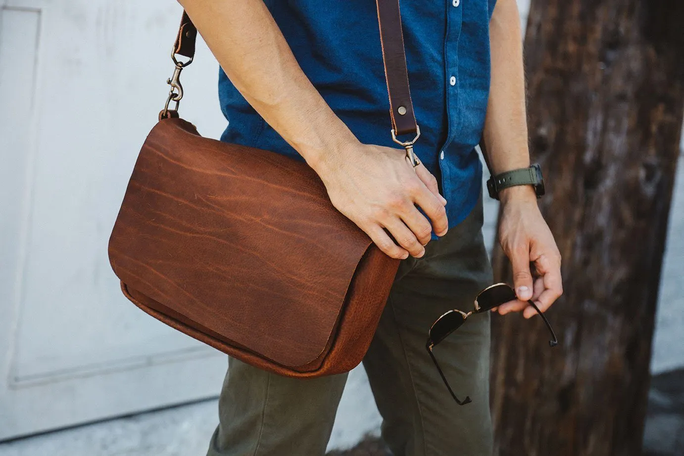 KINDLE LEATHER SATCHEL - COGNAC BISON
