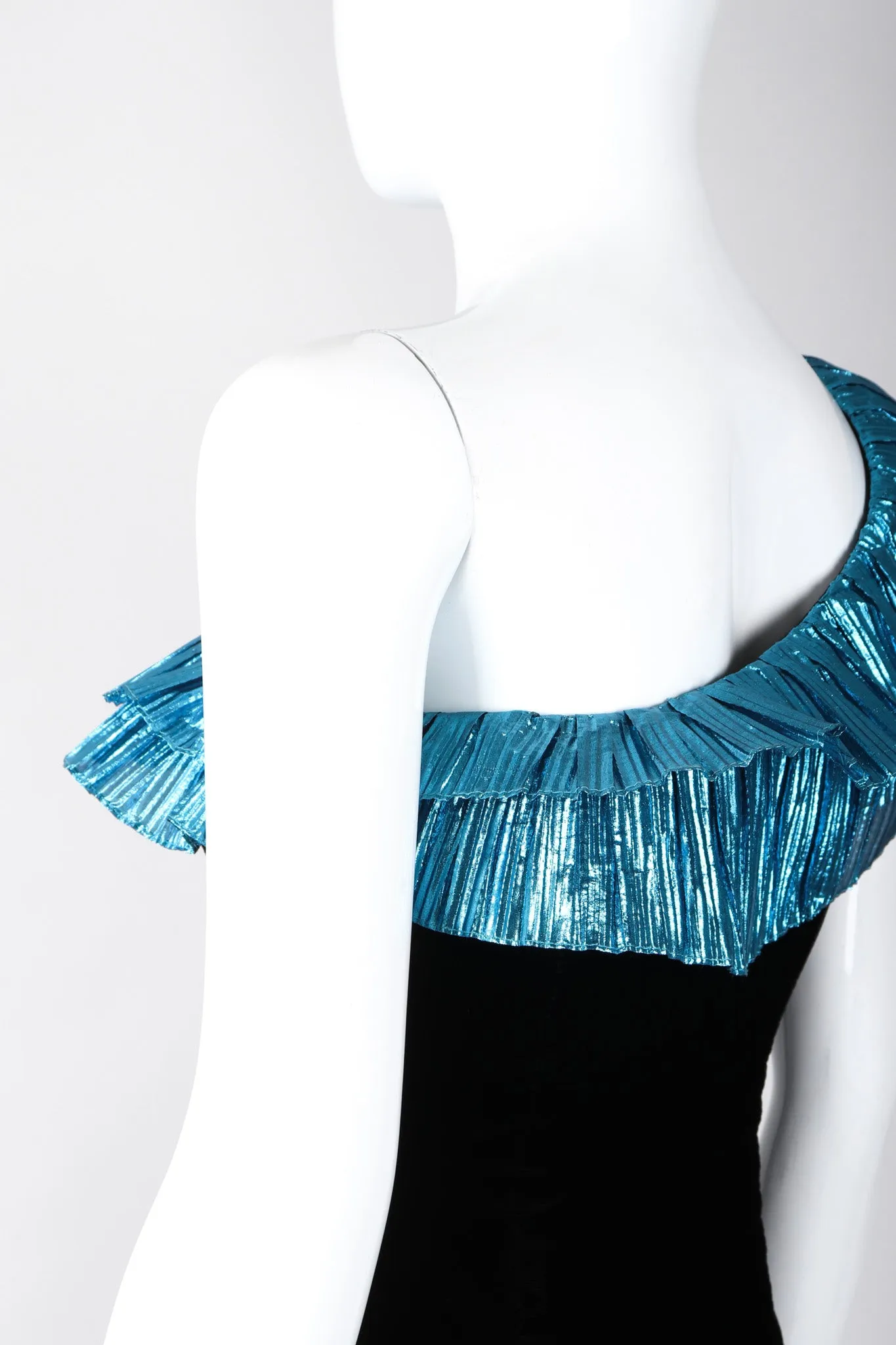 Lamé Ruffle One-Shoulder Gown