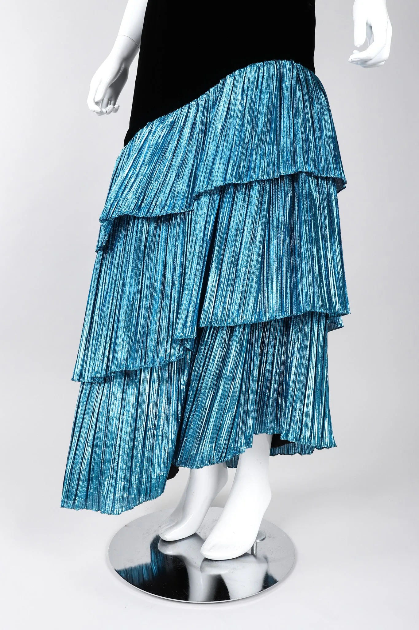 Lamé Ruffle One-Shoulder Gown