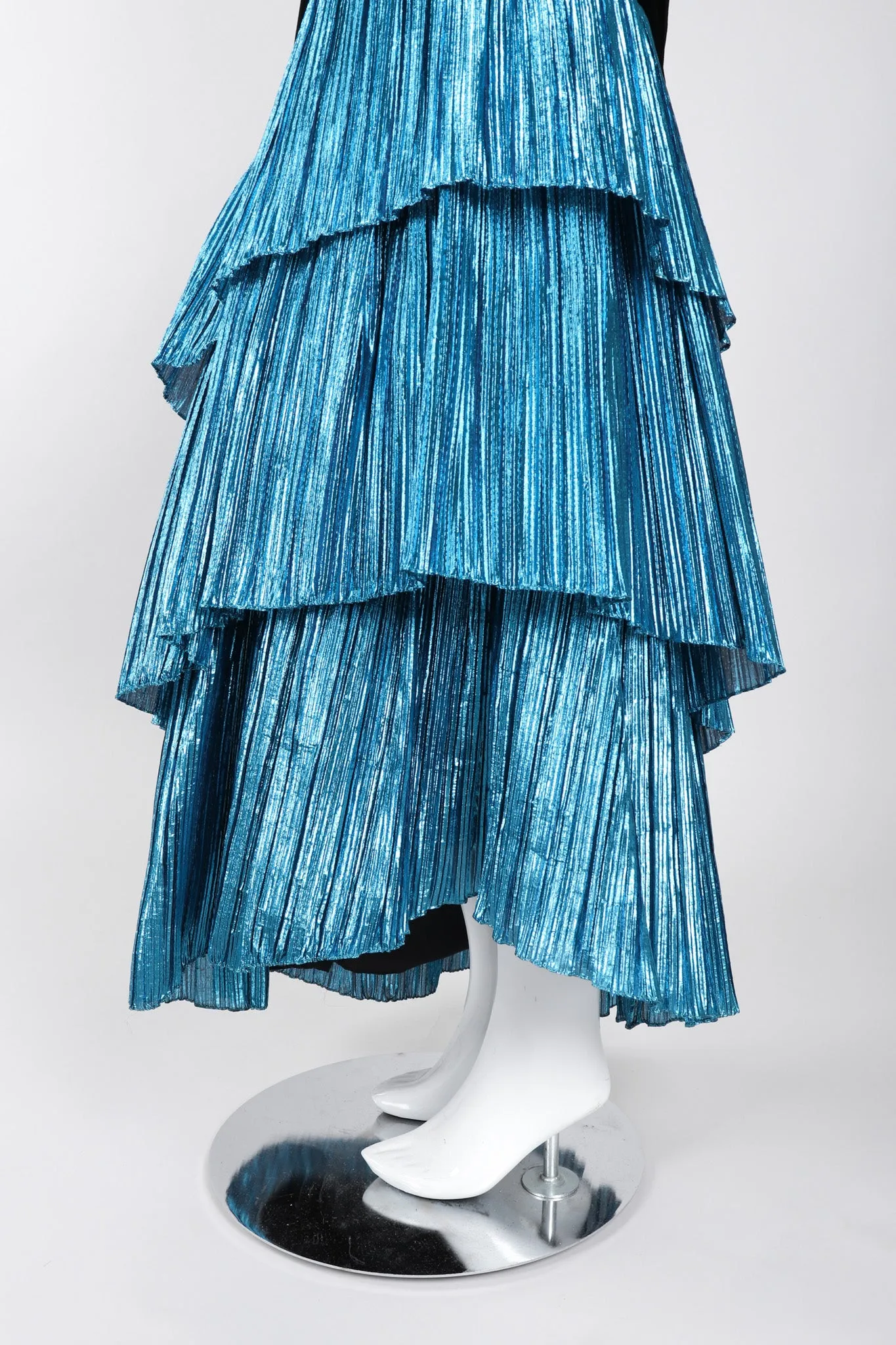 Lamé Ruffle One-Shoulder Gown