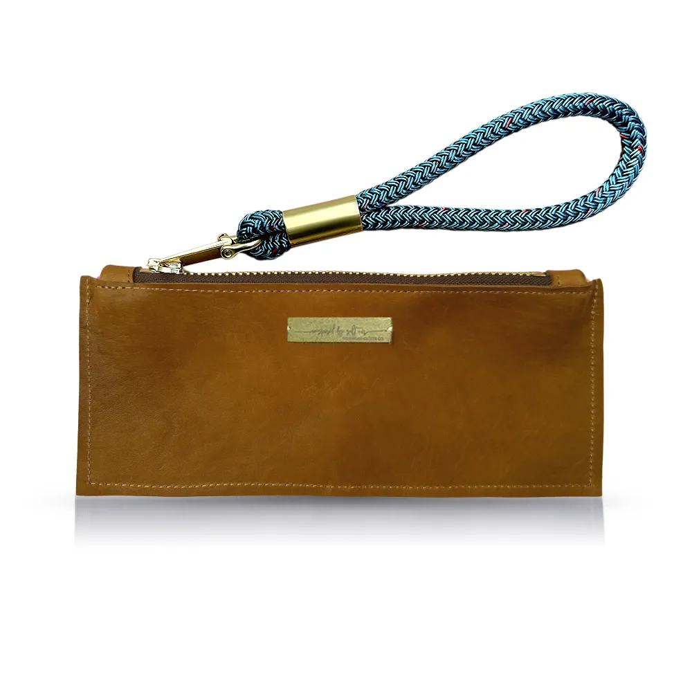 Leather Clutch   Rope Wristlet in Beach Nut Leather