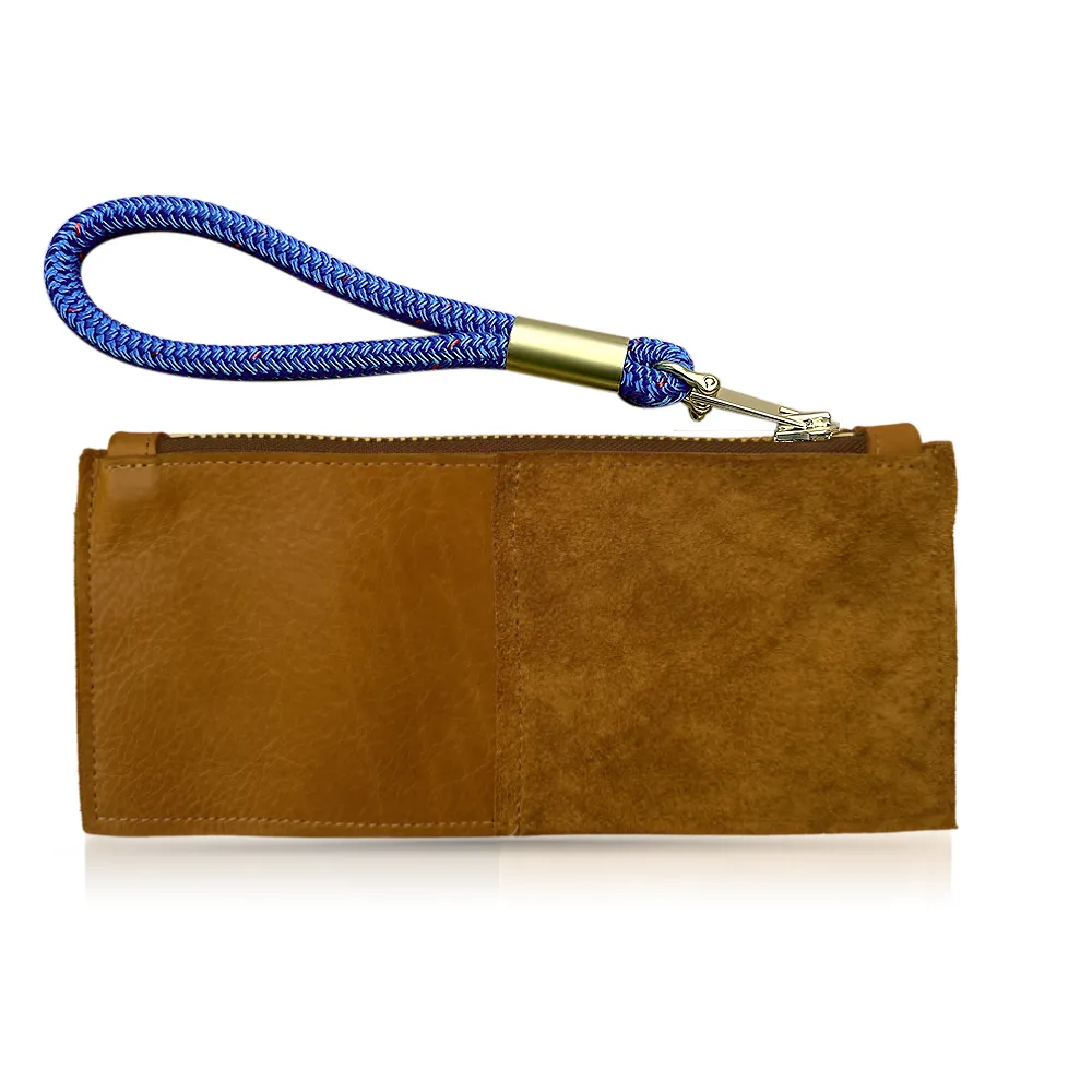 Leather Clutch   Rope Wristlet in Beach Nut Leather