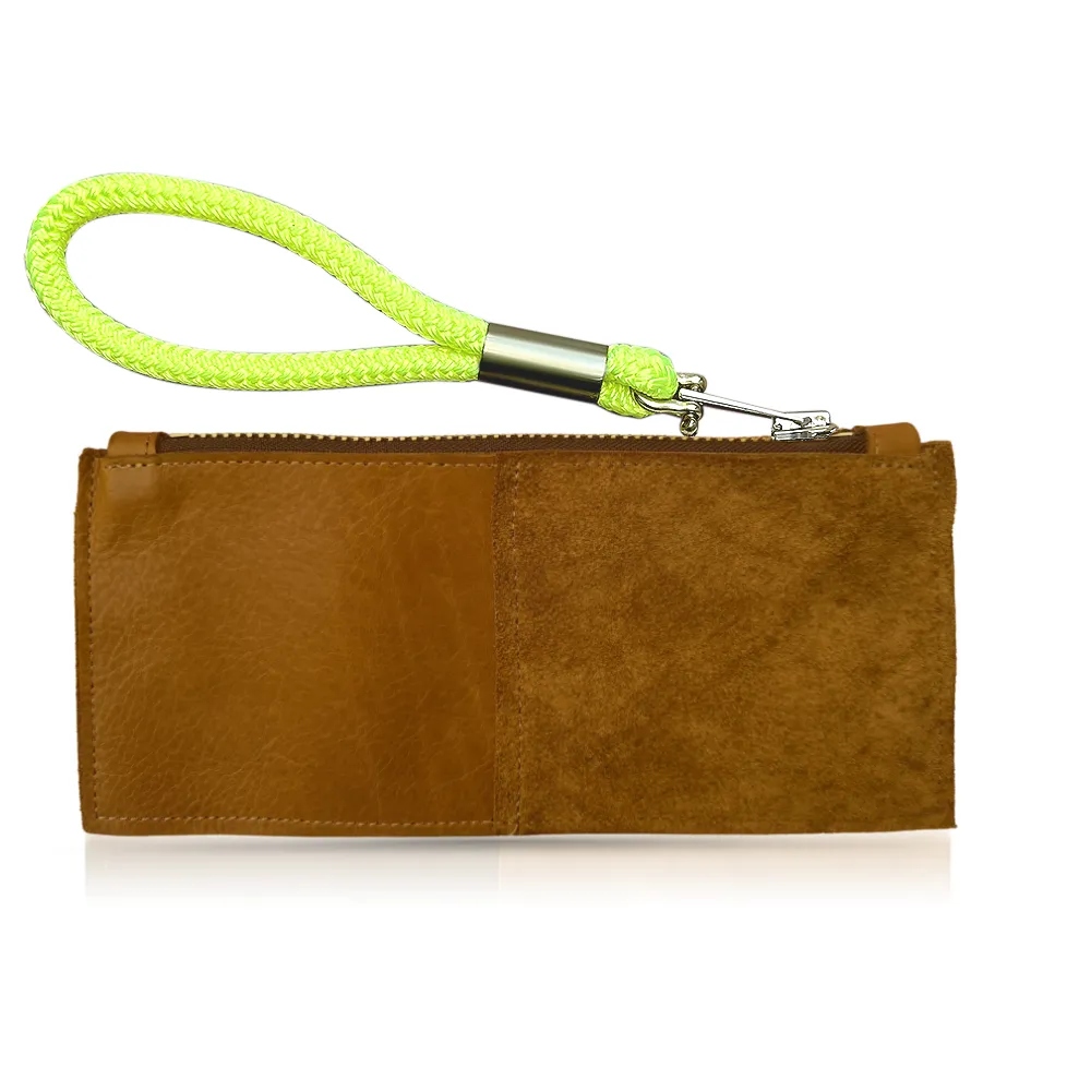 Leather Clutch   Rope Wristlet in Beach Nut Leather