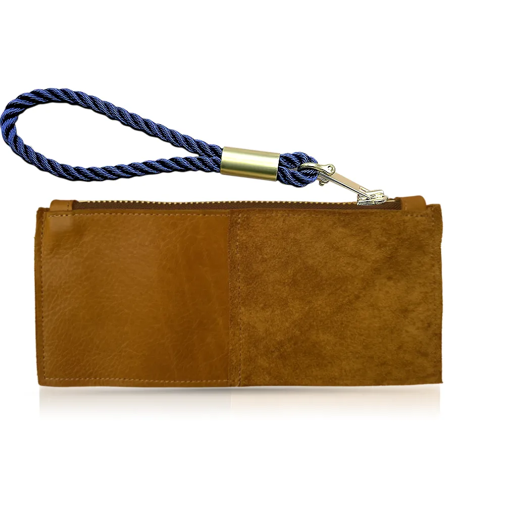 Leather Clutch   Rope Wristlet in Beach Nut Leather