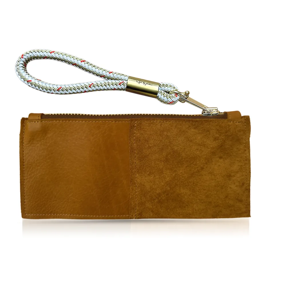 Leather Clutch   Rope Wristlet in Beach Nut Leather