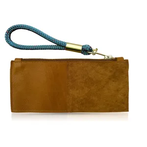 Leather Clutch   Rope Wristlet in Beach Nut Leather