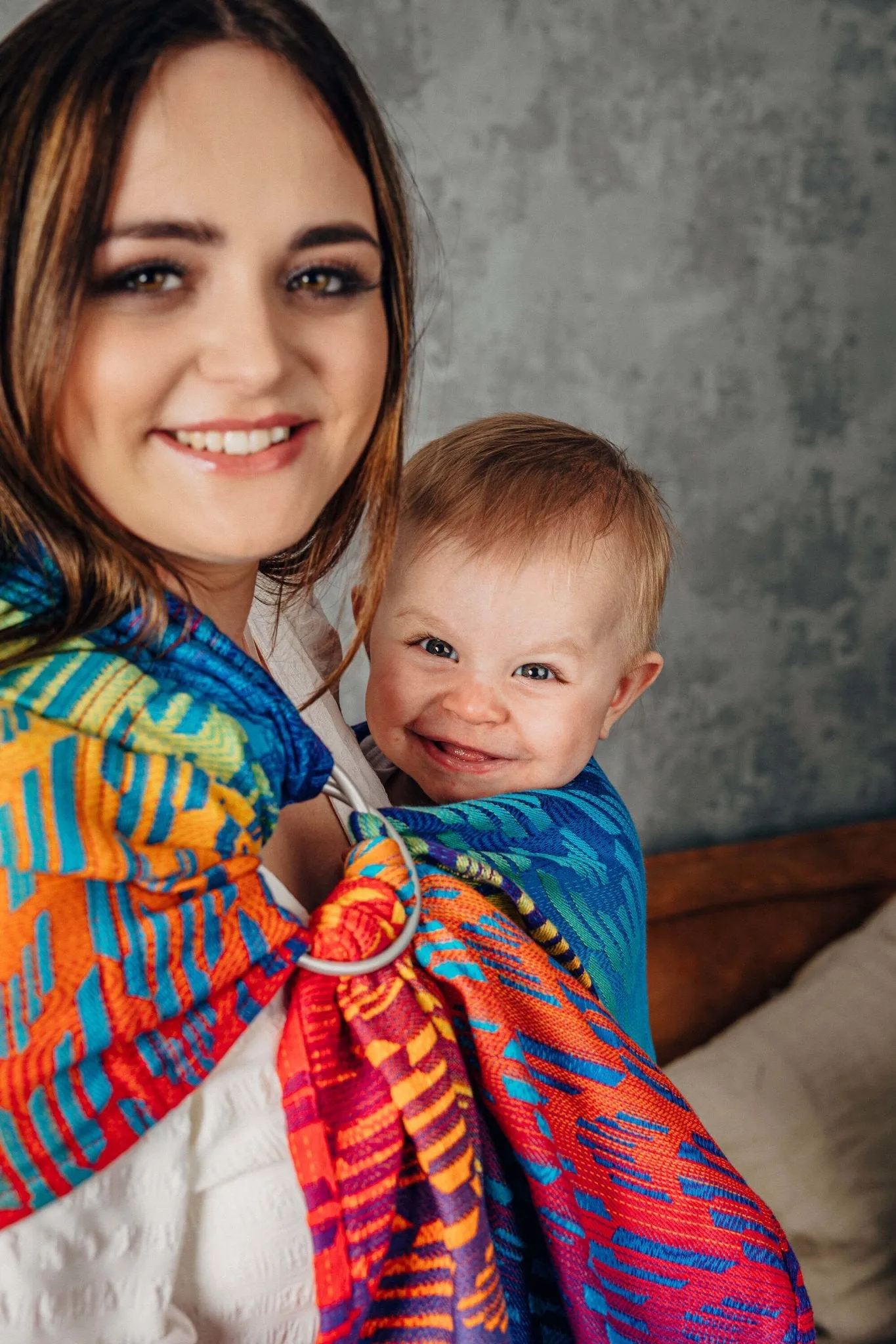 LennyLamb Ring Sling With Gathered Shoulder Rainbow Chevron