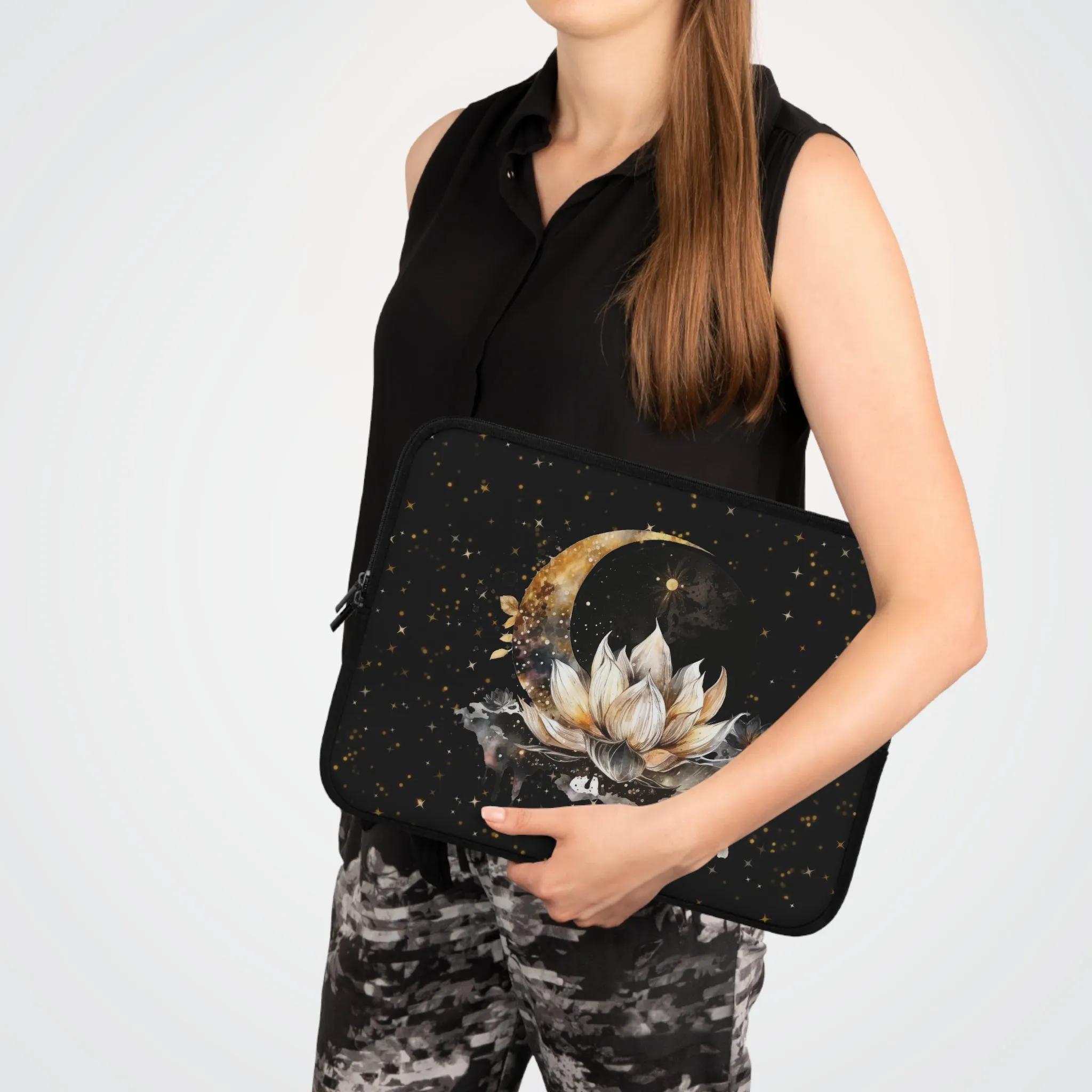 Lotus Moon Laptop Case, Witchy laptop sleeve