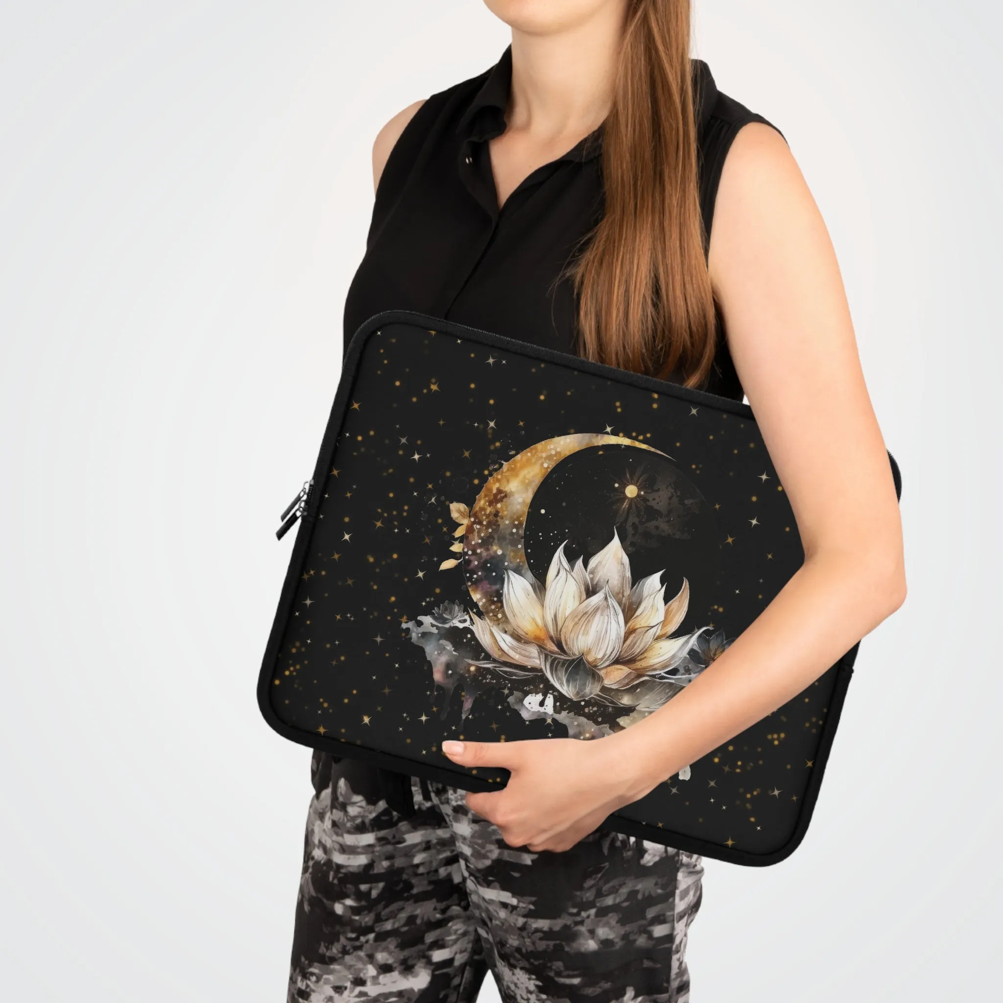 Lotus Moon Laptop Case, Witchy laptop sleeve
