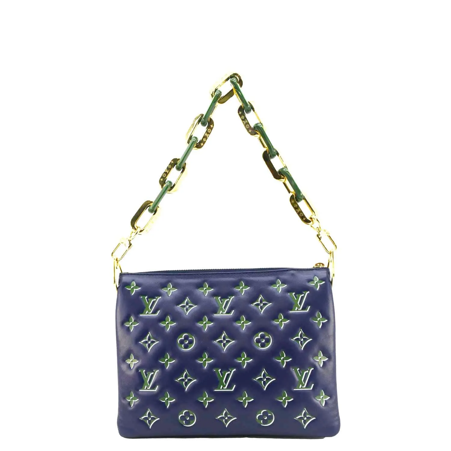 LOUIS VUITTON Coussin PM Monogram Embossed Leather Crossbody Bag Blue