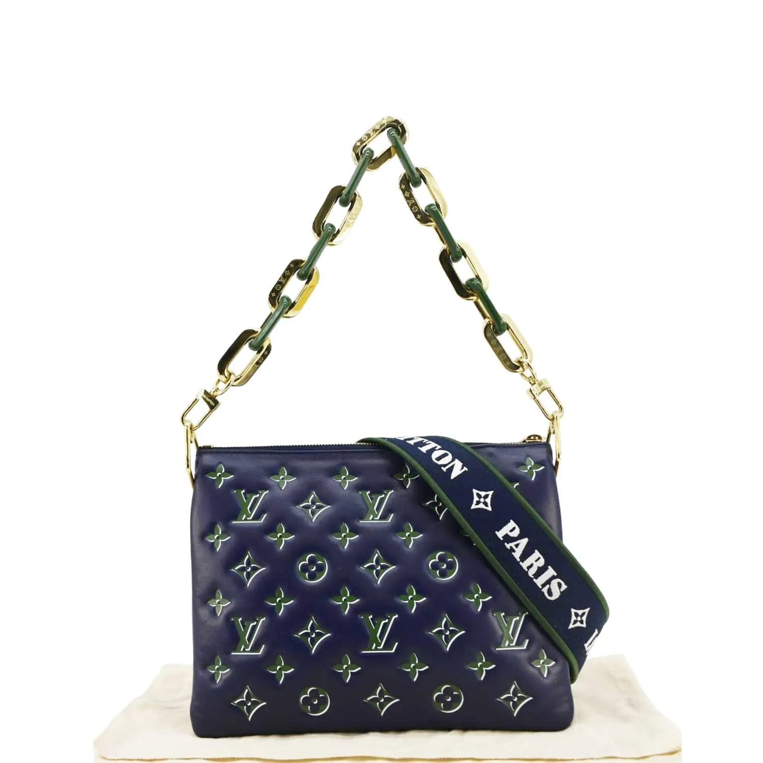 LOUIS VUITTON Coussin PM Monogram Embossed Leather Crossbody Bag Blue
