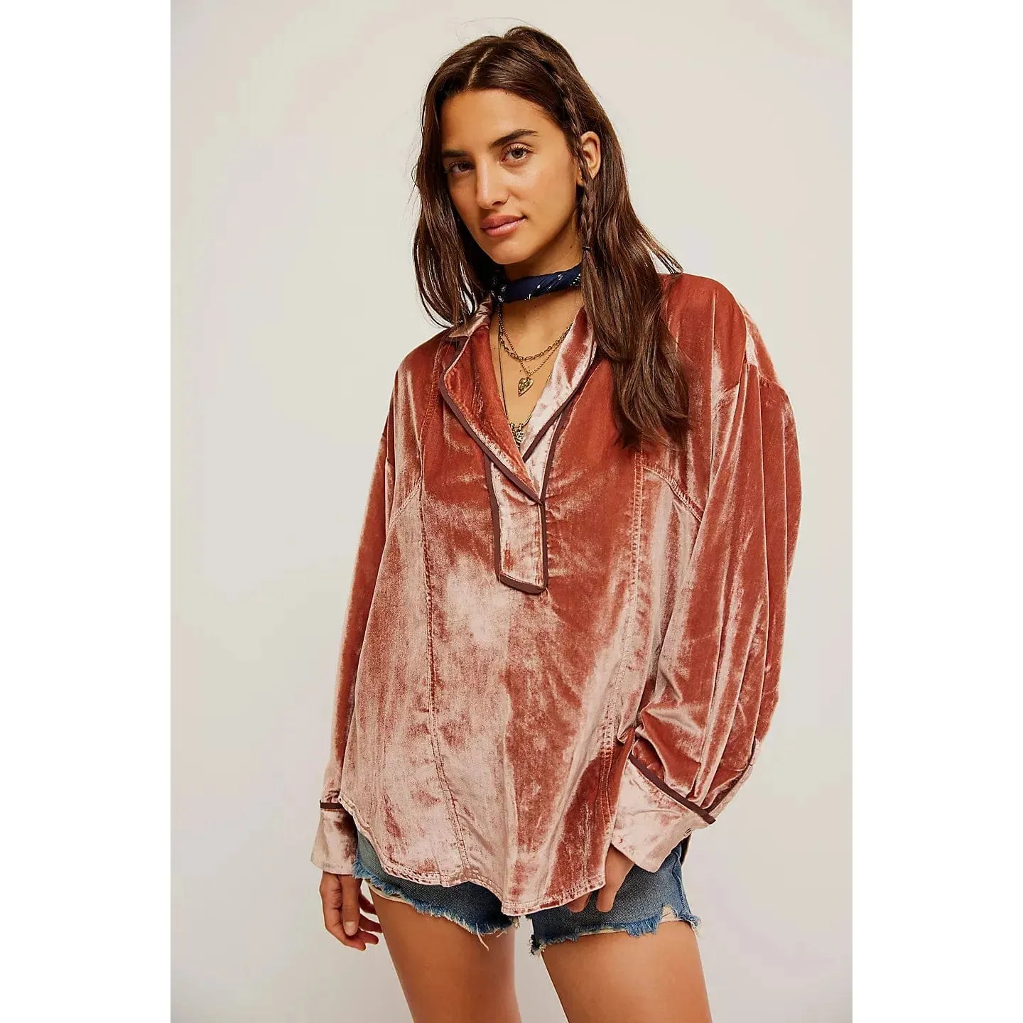 Luxy Solid Velvet Shirt