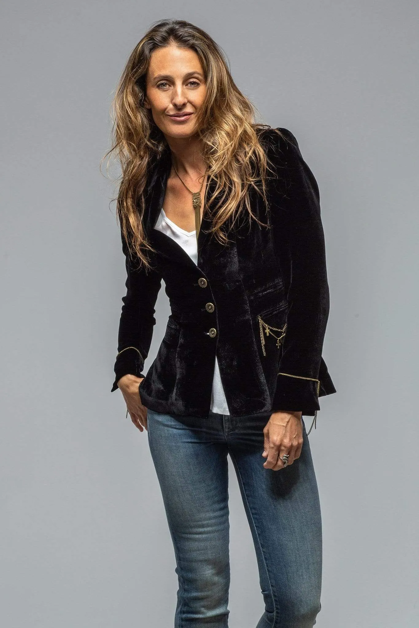 Mariane Rock Jacket In Black Velvet