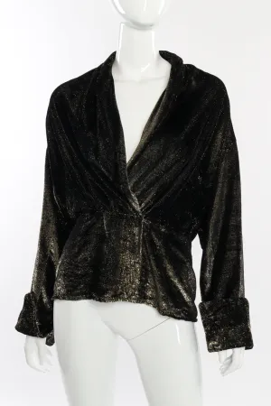 Metallic Velvet Wrap Blouse