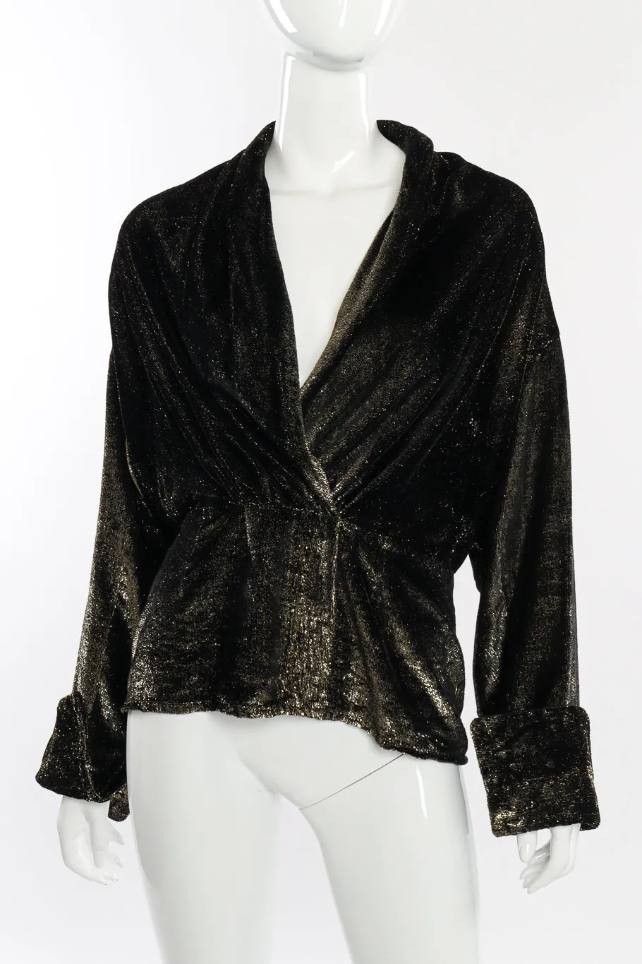 Metallic Velvet Wrap Blouse
