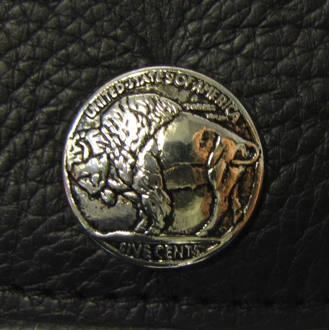 Mini Clutch Wallet w/ Buffalo Nickel Snap- Black