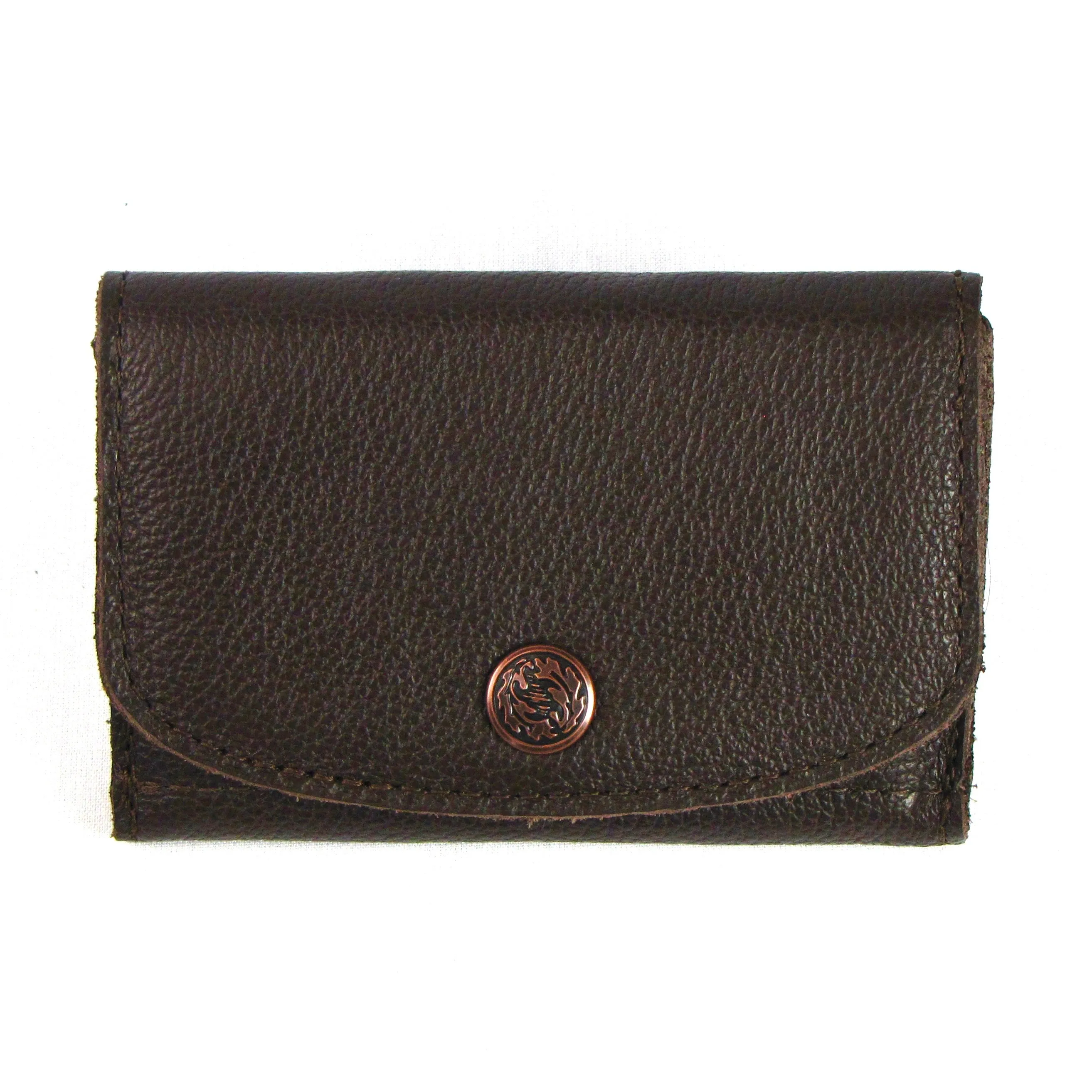 Mini Clutch Wallet w/ Decorative Snap- Brown