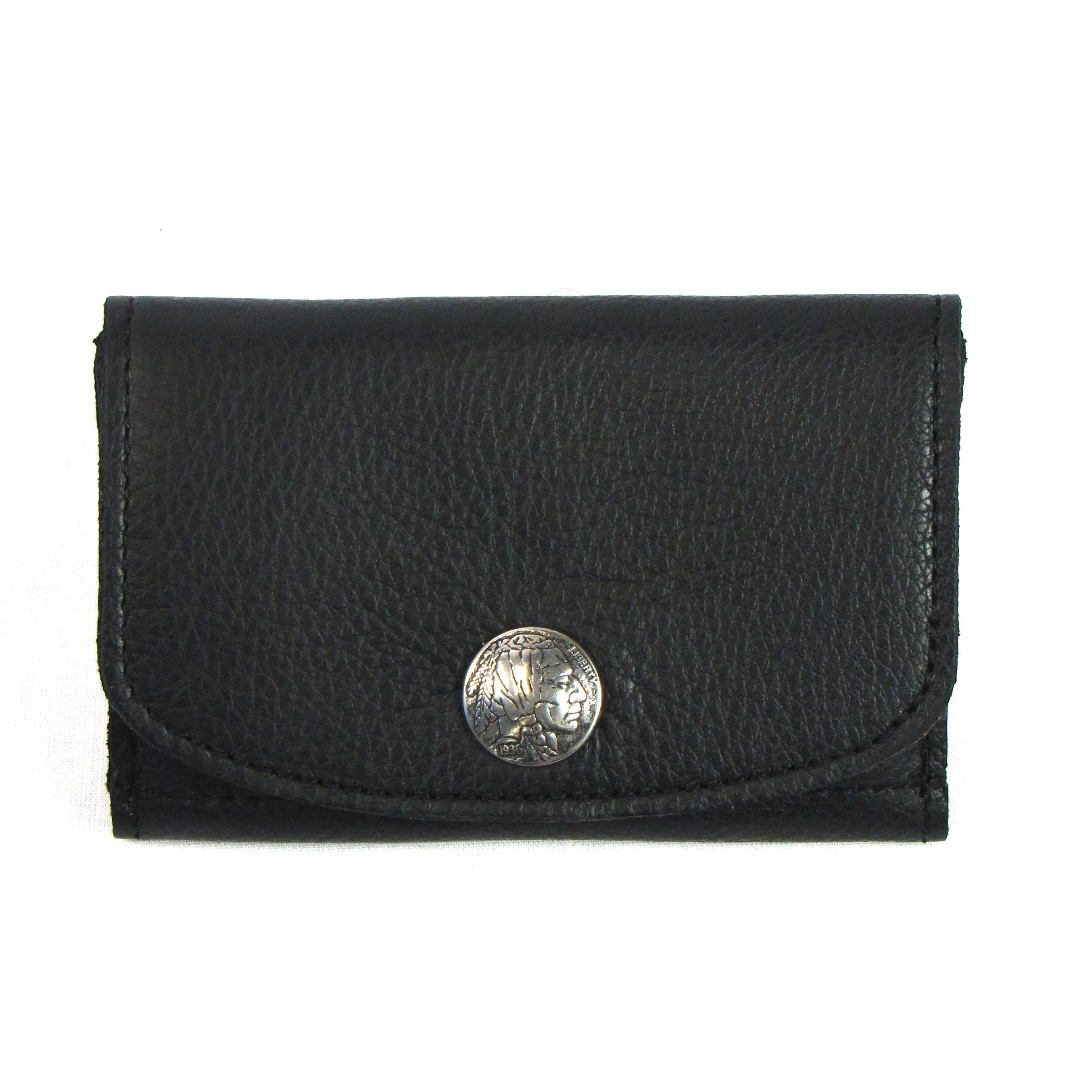 Mini Clutch Wallet w/ Indian Head Nickel Snap- Black