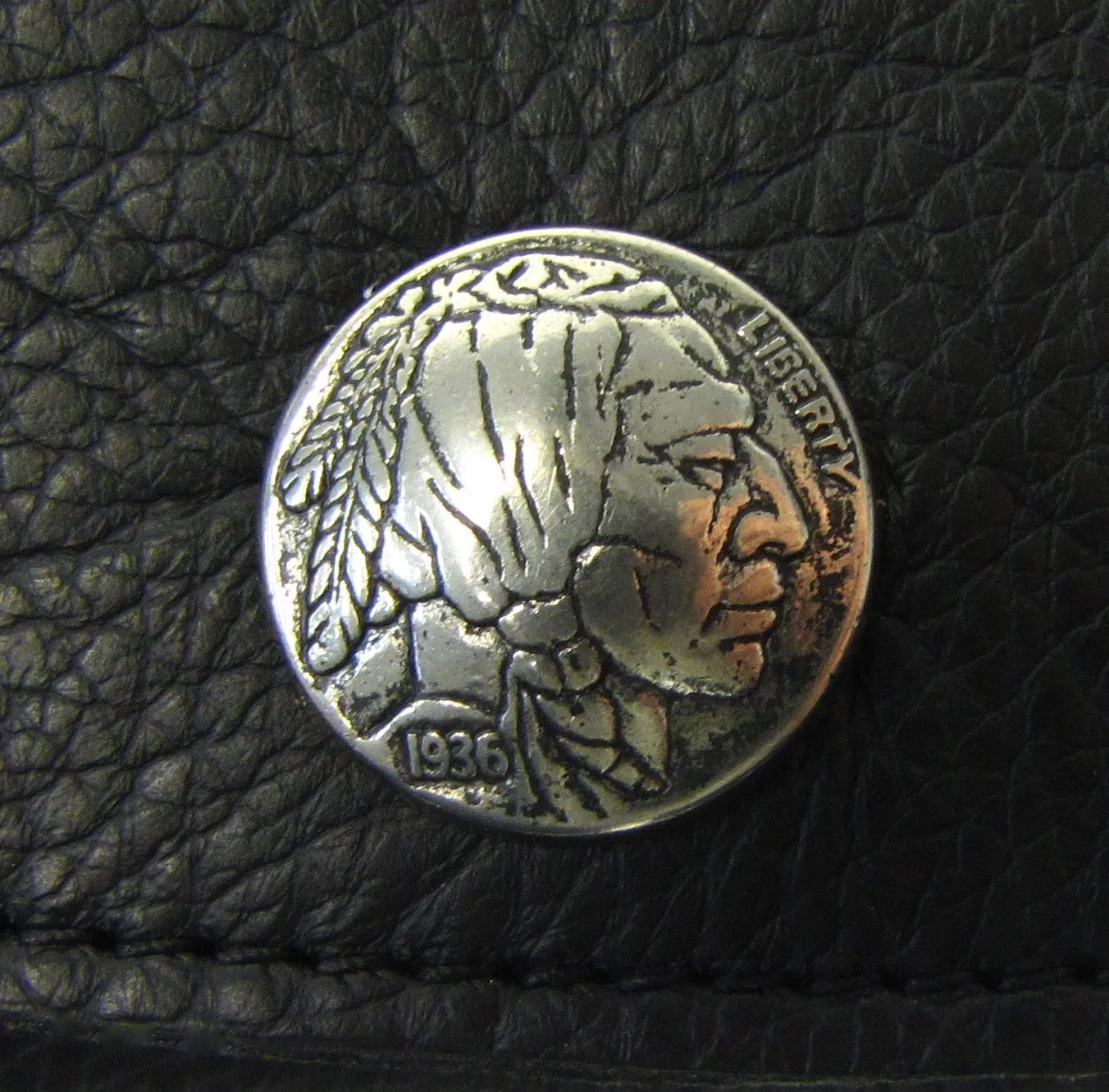 Mini Clutch Wallet w/ Indian Head Nickel Snap- Black