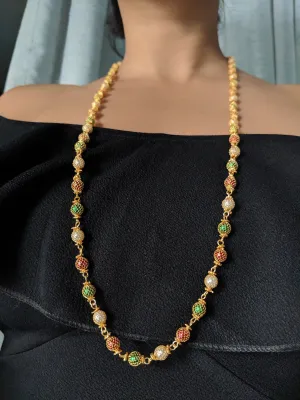 Multi-Color with White Pearl Necklace