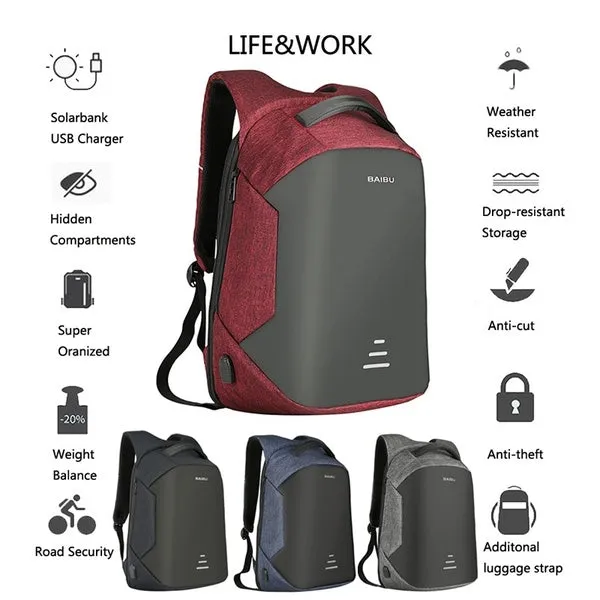 Multi-Function USB Charging Backpacks Oxford Cloth Anti-Theft Computer Package Unisex High-Capacity Backpack