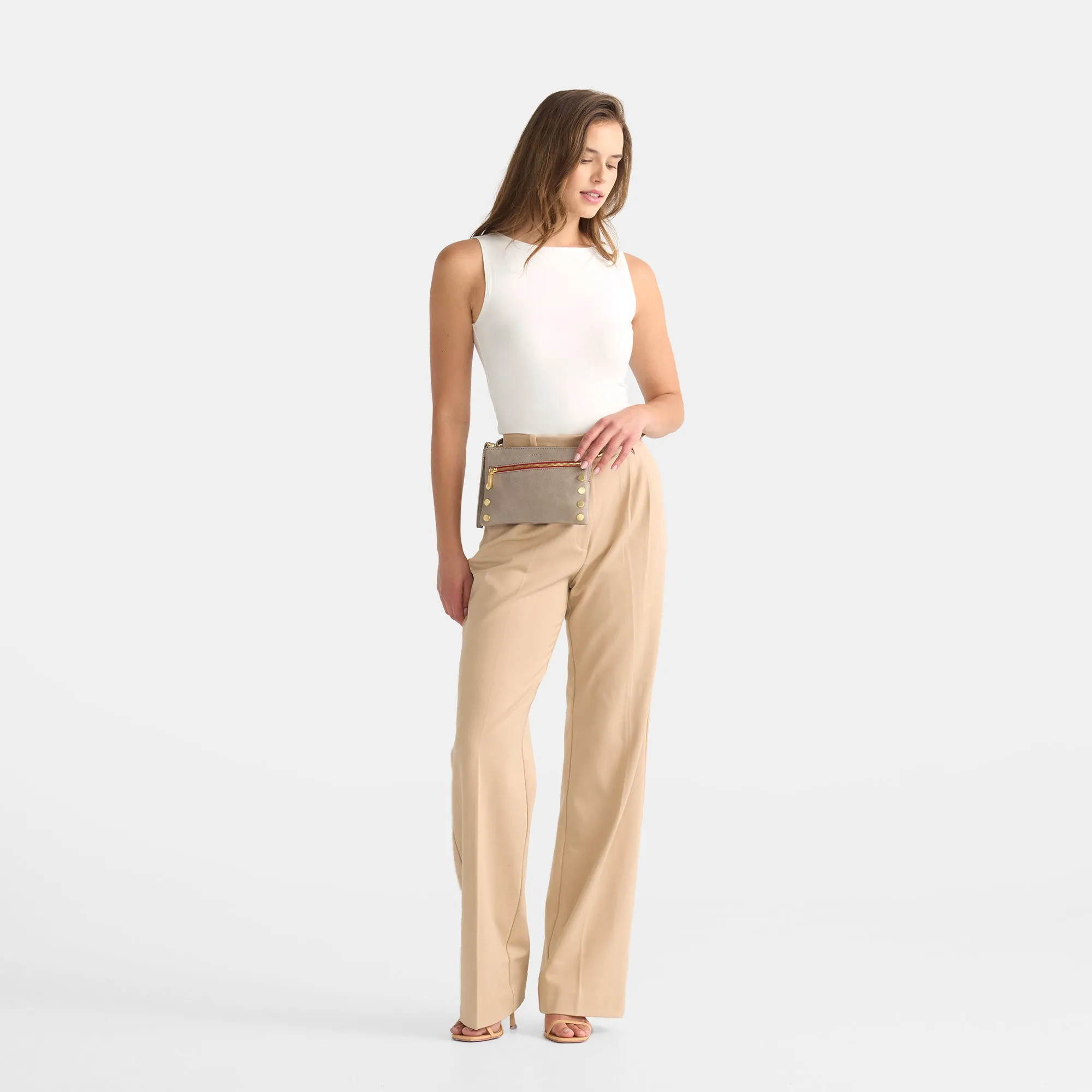 Nash Small | Pewter/Brushed Gold Red Zip