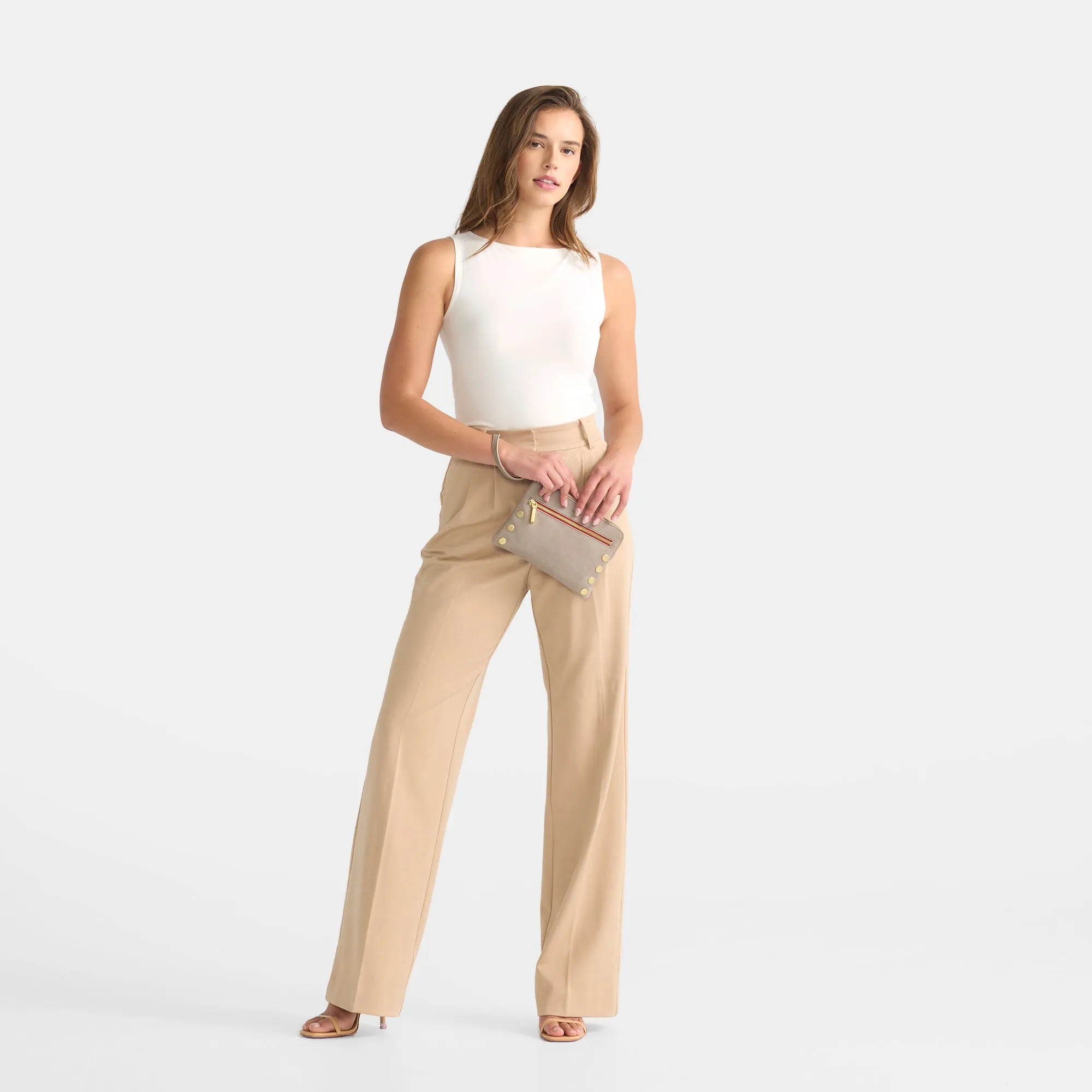 Nash Small | Pewter/Brushed Gold Red Zip
