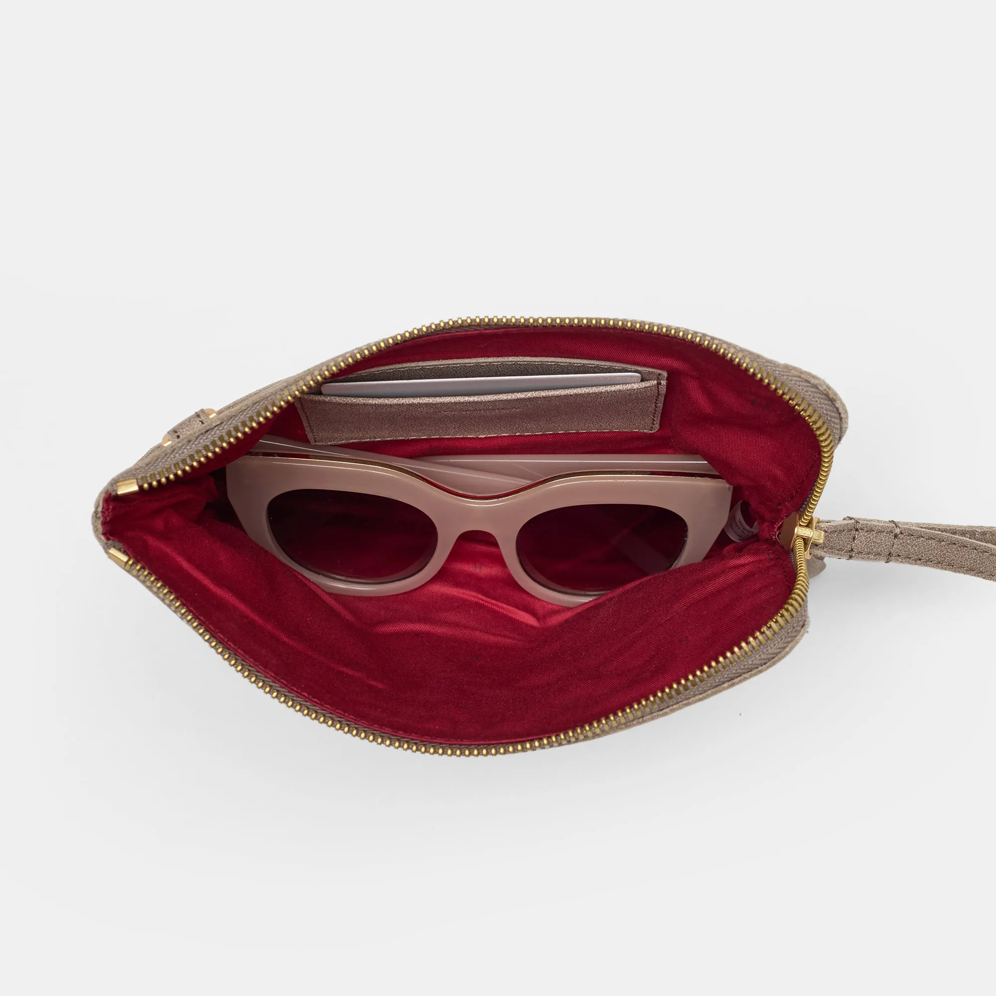 Nash Small | Pewter/Brushed Gold Red Zip