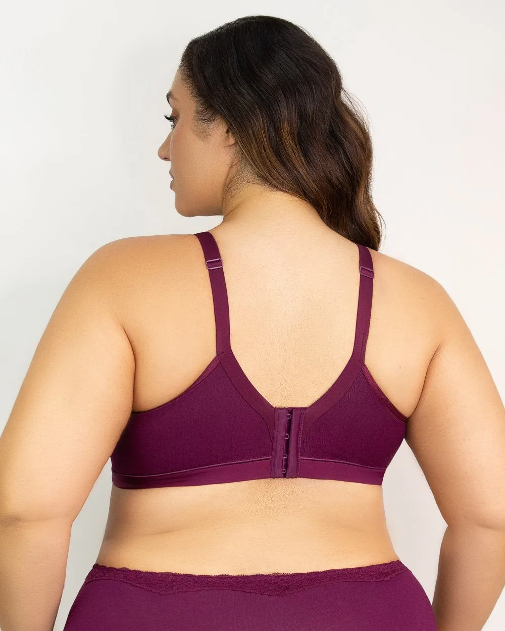 New with tags! CURVY COUTURE COTTON LUXE WIRE-FREE BRA in Purple Velvet, Sz 34DD! Retails $50 
